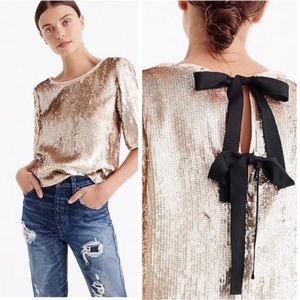 J.Crew Cropped Sequin Top In Rose Gold